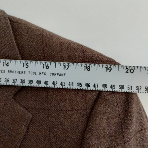 Bellissimo Blazer 40R Brown Windowpane 100% Wool Sport Coat Jacket - Picture 7 of 12